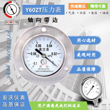 Y60ZT轴向带边压力表