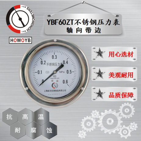 YBF60ZT不锈钢压力表轴向带边