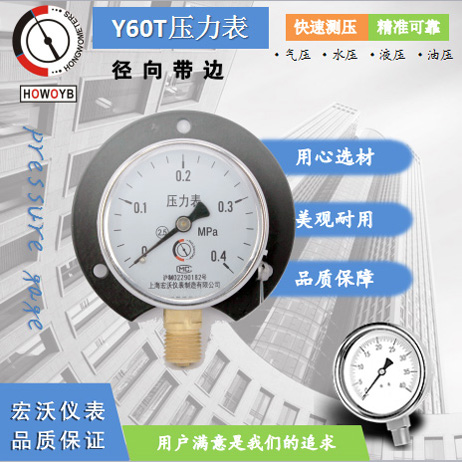Y60T径向带边压力表